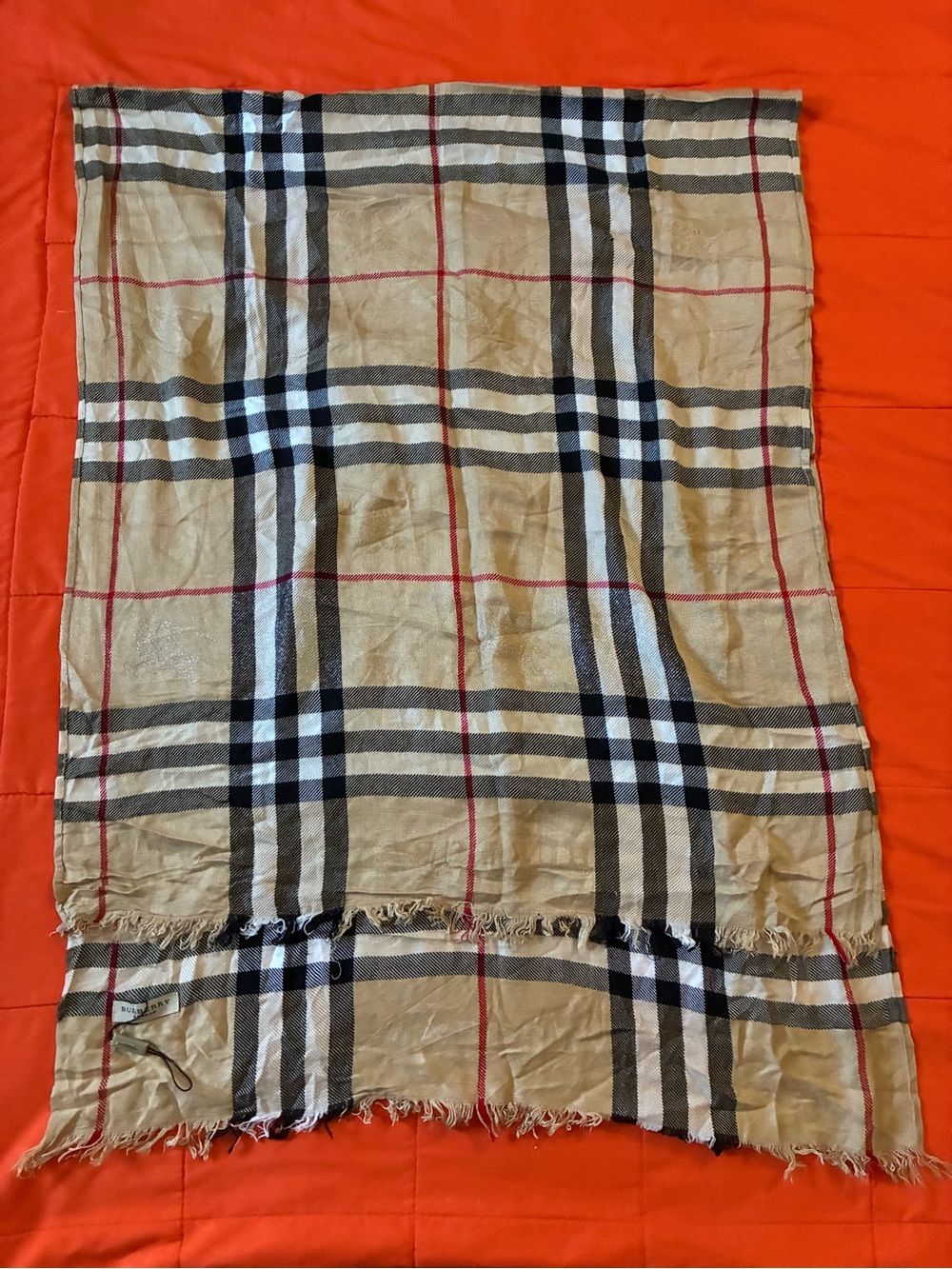 Burberry London Scarf 100% Cashmere Rectangular Women Wrap Beige